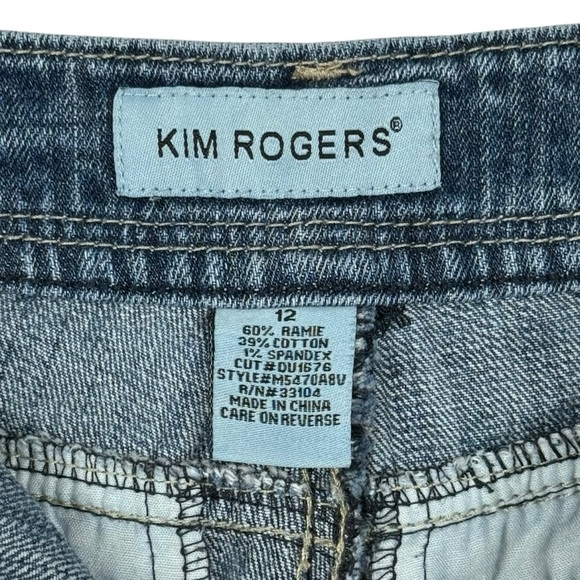 Kim Rogers Straight Leg Jeans Womens Size 12 Mid-Rise Stretch Denim Classic Blue - Picture 8 of 10